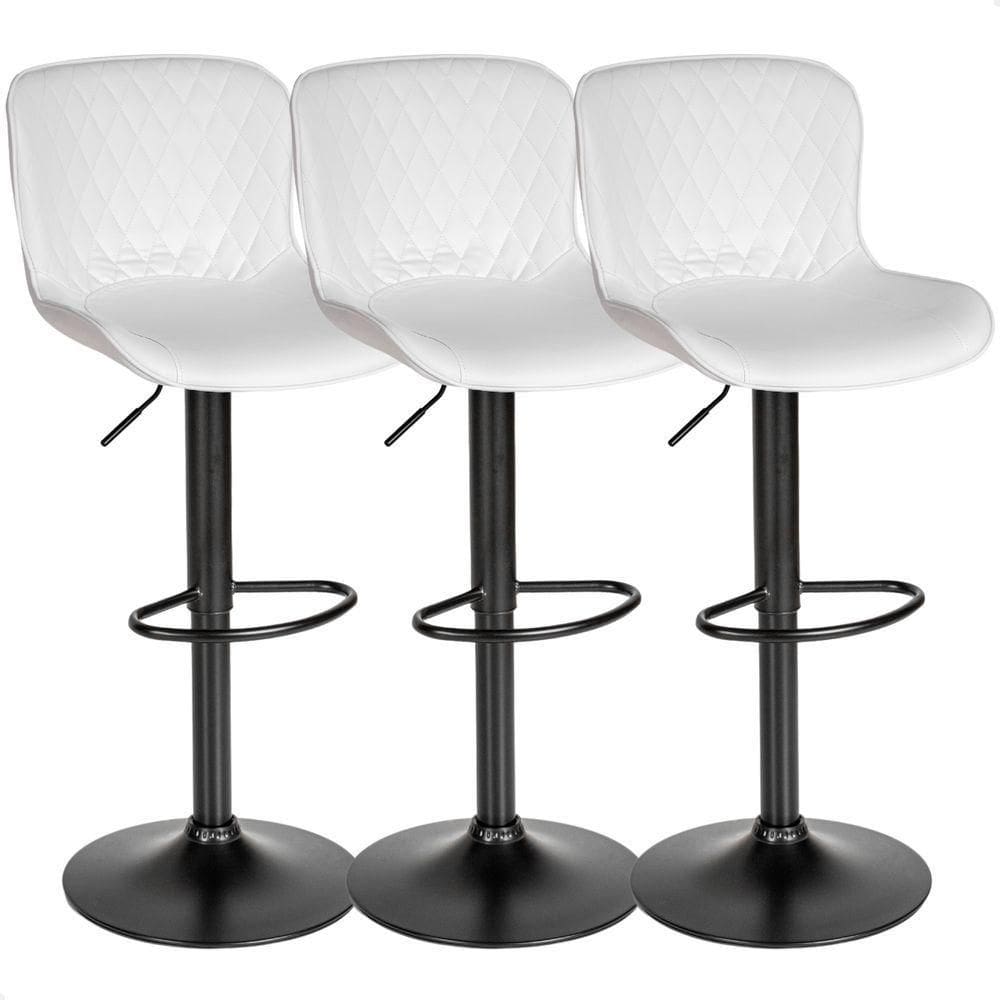 Banqueta Alta Giratória Com Encosto Cozinha Bar Kit 03 Un Branco