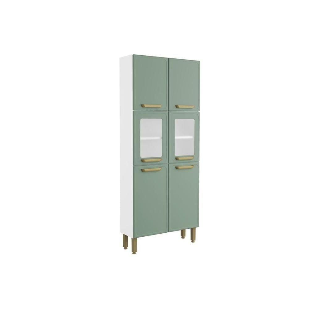 Paneleiro De Cozinha Bella C- 6 Portas (2 C- Vidro) 80cm Verde - Bertolini