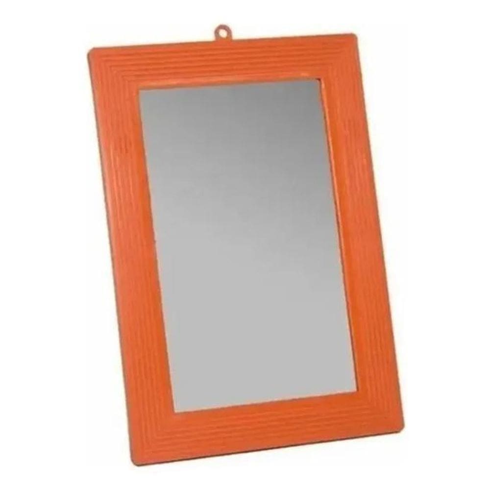 3X Espelho 16X23 Moldura De Plastico Laranja - Nipo