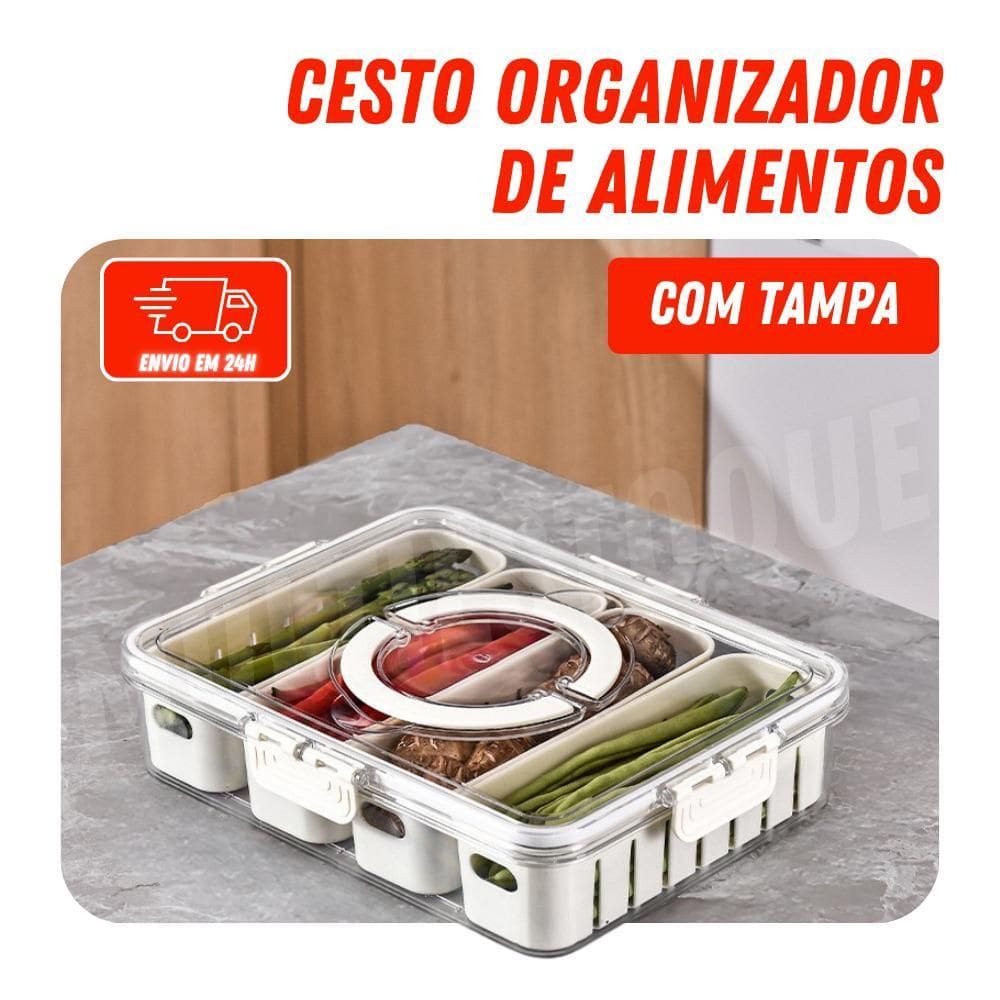 Organizador De Geladeira 4,6L Tampa De Acrílico E Drenagem