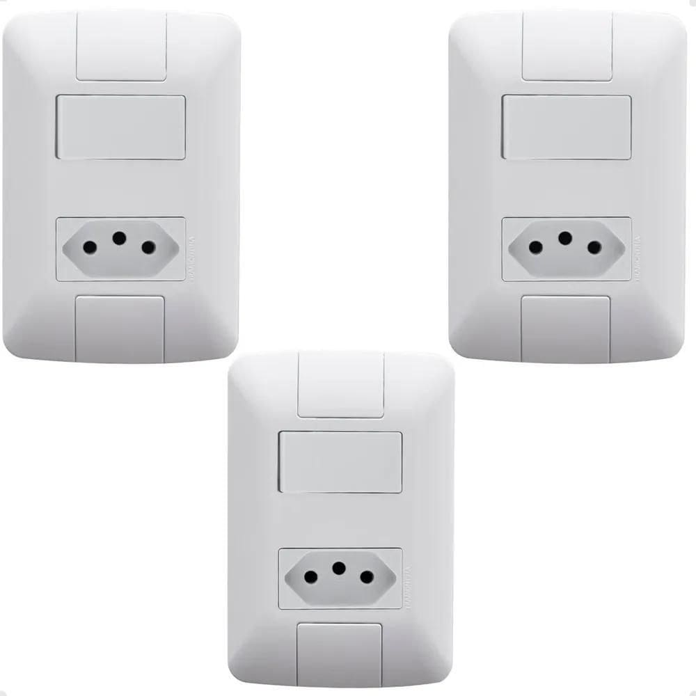 Interruptor Apagador Luz Com Tomada 10A Tramontina Aria