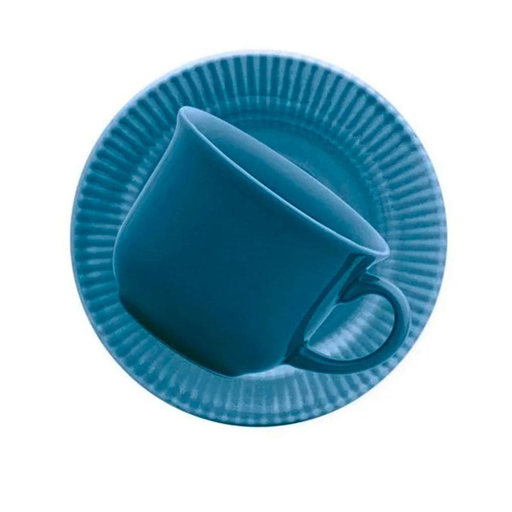 Xícara De Chá Com Pires Canelé Azul 200Ml 1 Unidade - Biona