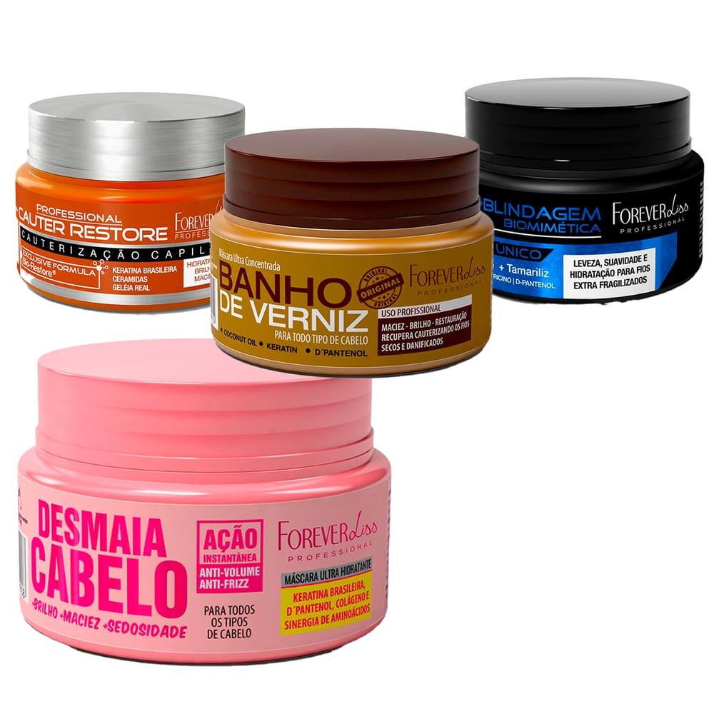 Kit 4 Mini Máscaras Cronograma Capilar Forever Liss 40g