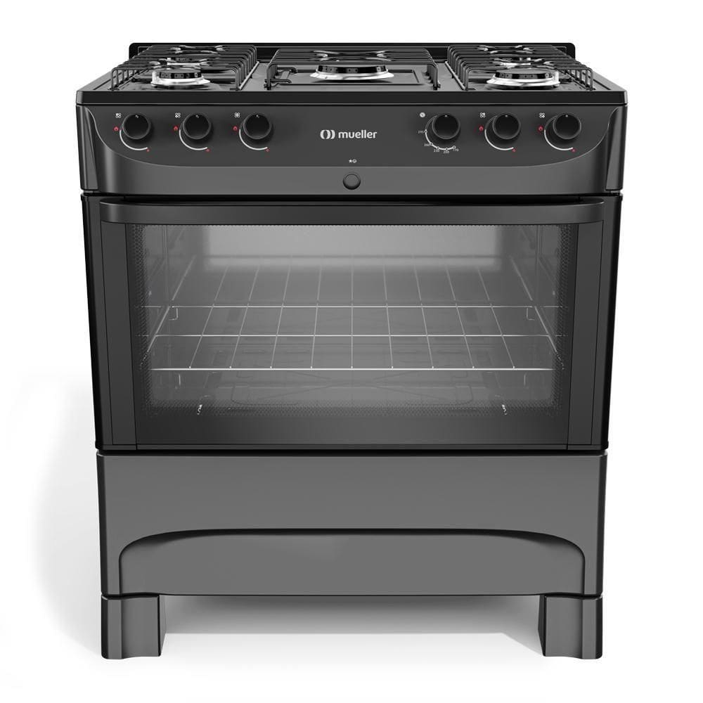 Fogão Mueller 5B Com Mesa Esmaltada Mfi5bc Preto Fosco