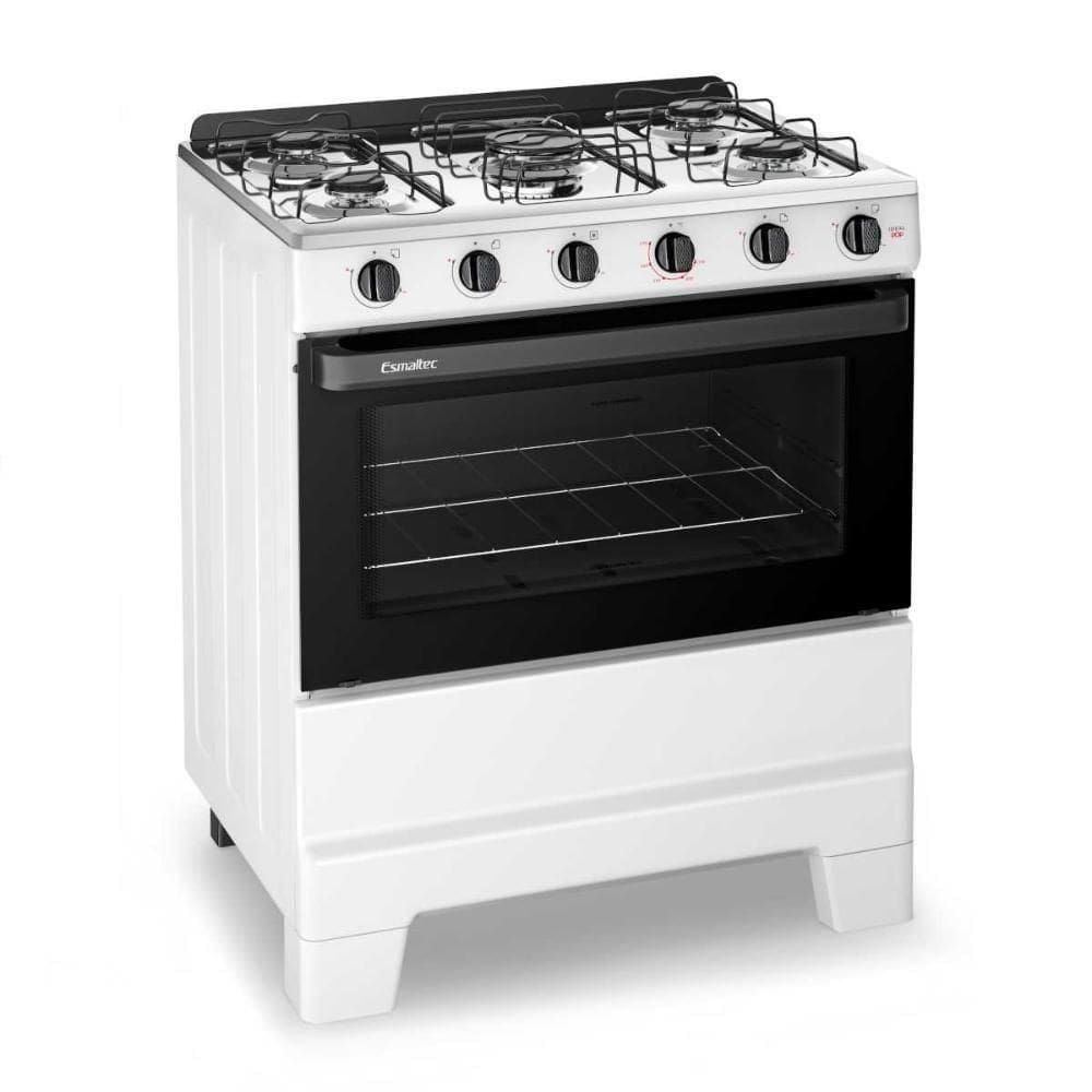 Fogão A Gás 5 Bocas Ideal Pop Branco Mesa Inox F5ISB Esmaltec