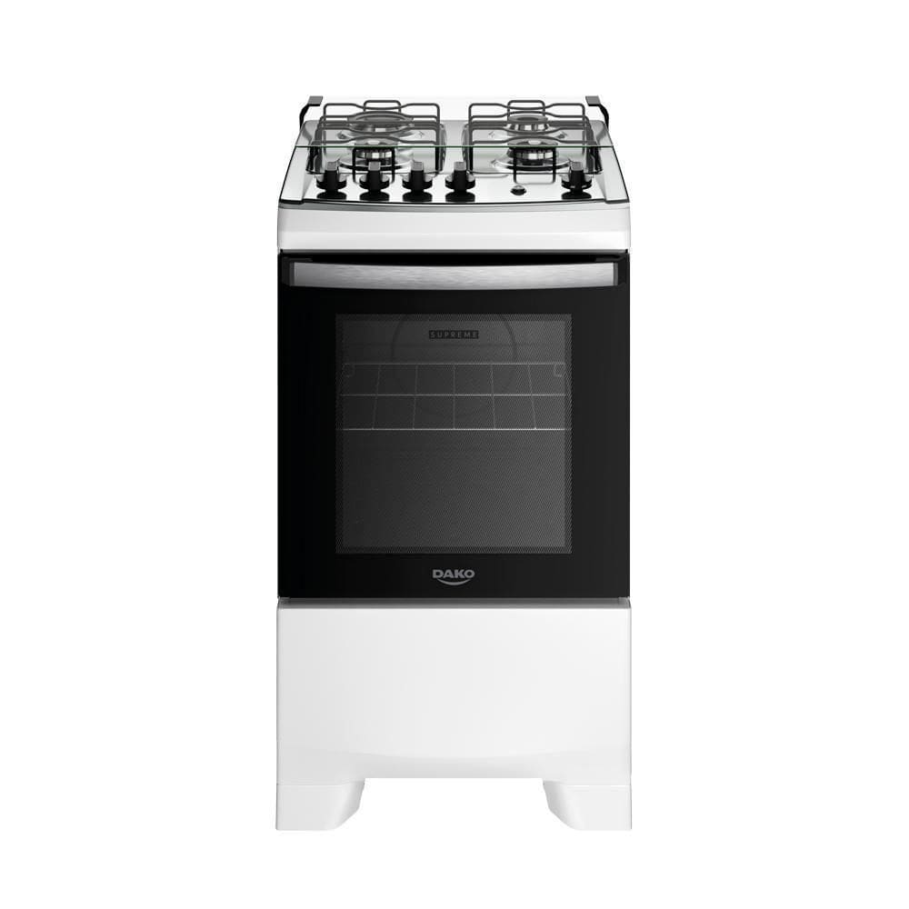 Fogão 4 Bocas Branco Com Mesa Inox Dako Supreme Bivolt