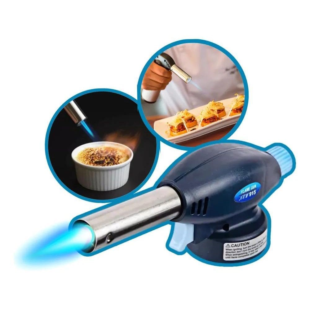 2X Maçarico Culinário Portátil Multiuso Com Controle De Cham