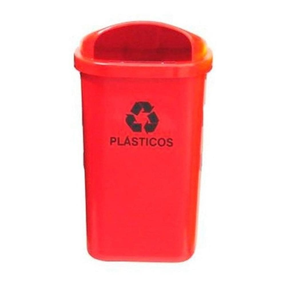 Cesto Individual Para Coleta Seletiva Vermelho Sem Poste 50L