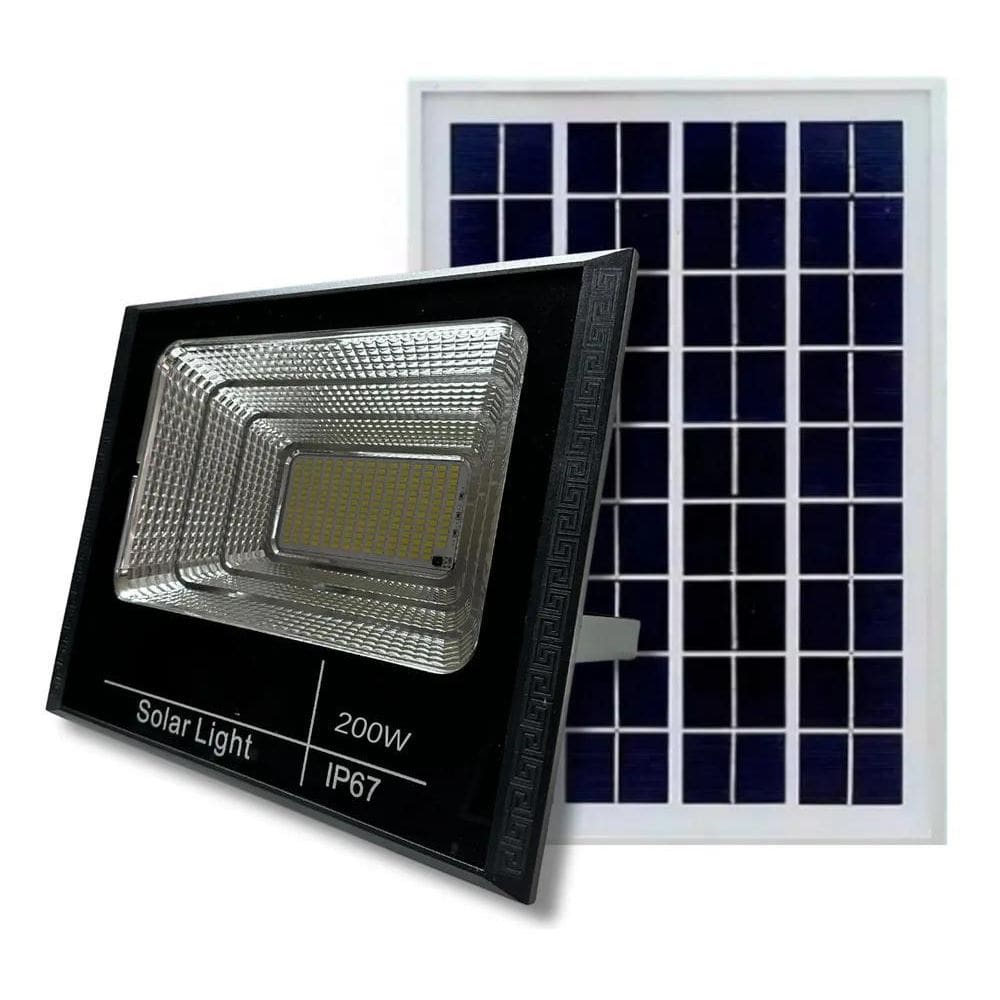 Lampada De Led Solar 200W Holofote Refletor Fotocél Solar