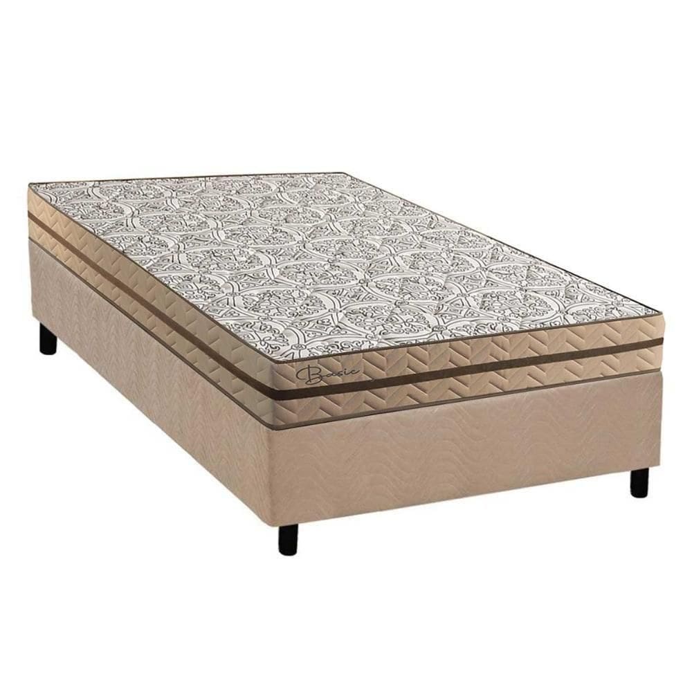 Cama Box Solteiro: Colchão Molas Ensacadas Paropas Basic + Base Crc Suede Clean (88x188)