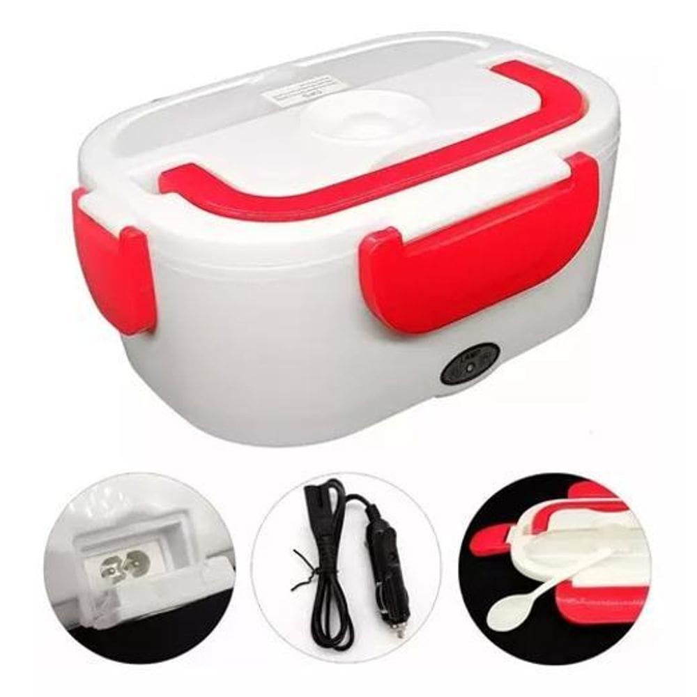 Marmita Elétrica Portátil 12V Lunch Box Automotiva Vermelha