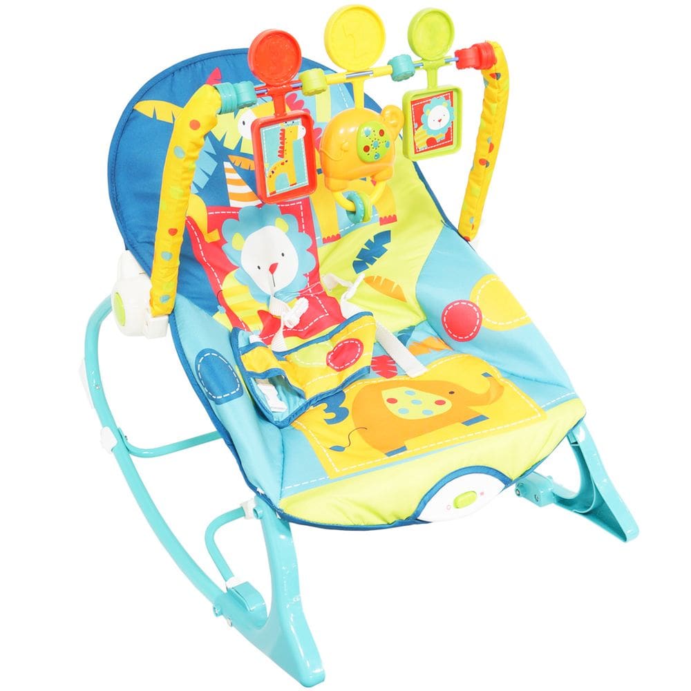 Cadeira Cadeirinha Bebê Descanso Vibratória Musical com Balanço Menino Azul Importway BW-094AZ