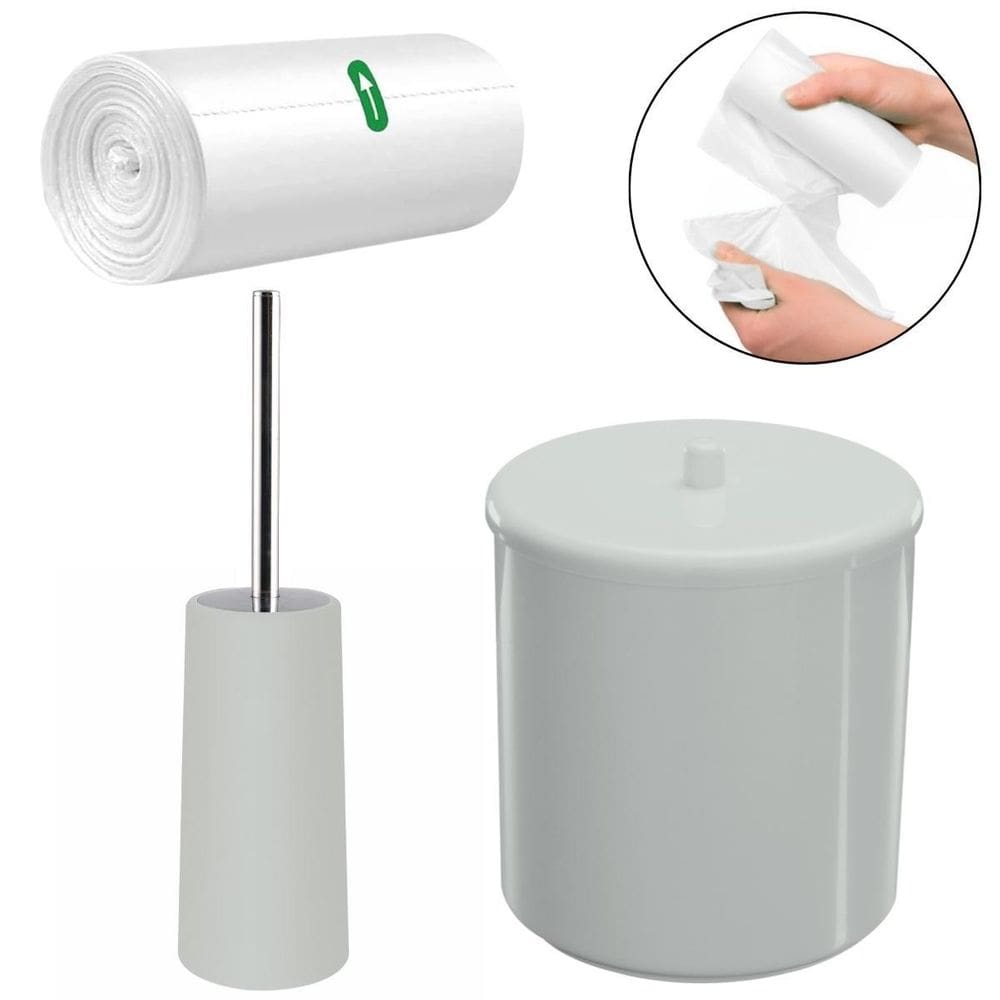 Lixeira 6L Branca + Escova Sanitária +Refil 70 Sacos De Lixo