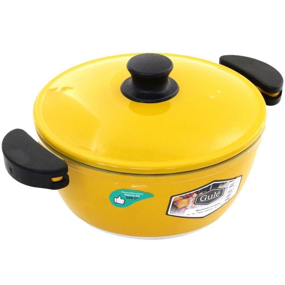 Panela 16cm Amarelo Resistente Gulê Em Alumínio 900ml