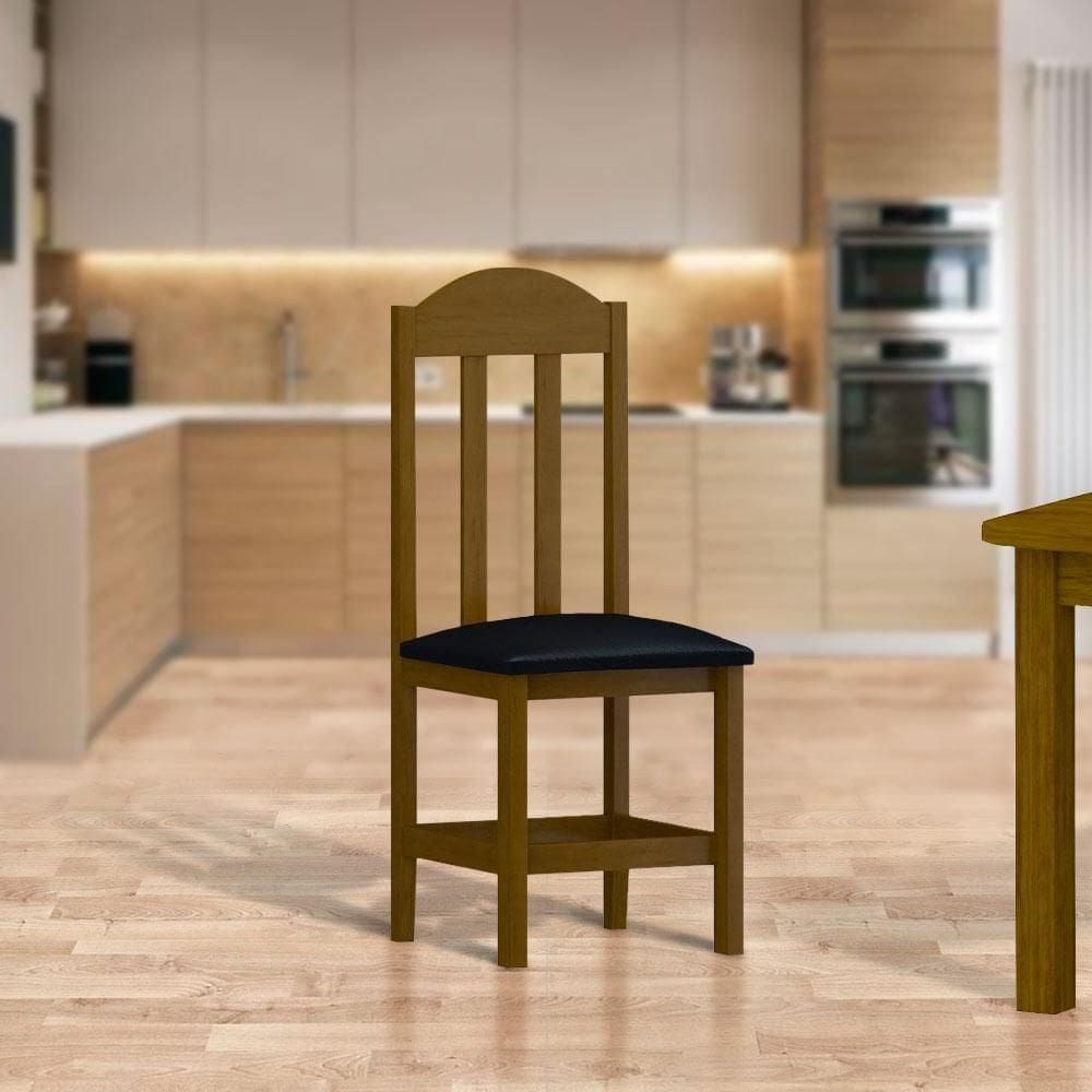 Kit Com 2 Cadeiras De Jantar Madeira Maciça Safira Imbuia Com Estofado Corano Preto Imbuia C/estofado Corano Preto