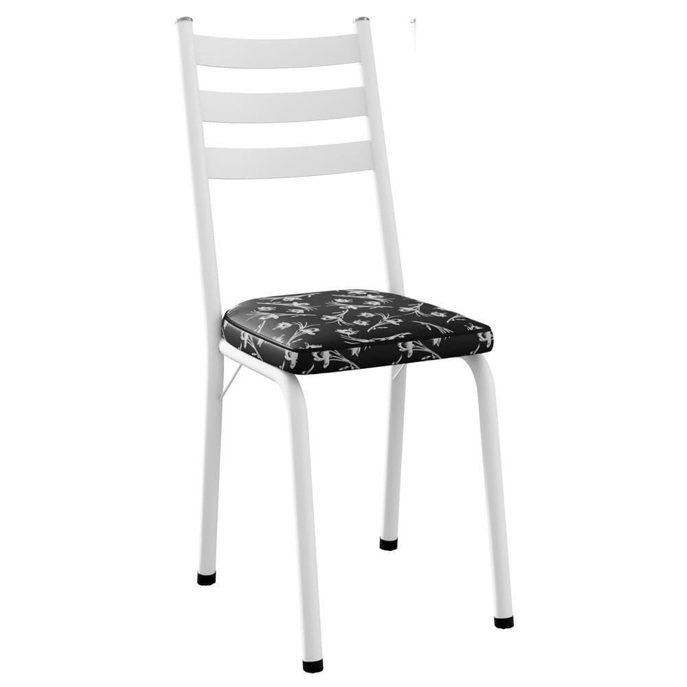 Cadeira Tubular Europa 118 Branco Assento Preto Flor Artef Preto Flor