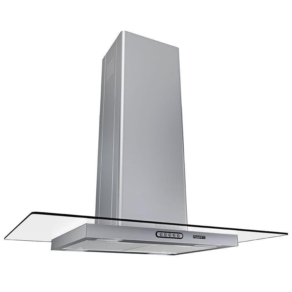 Coifa Ilha 90cm Vidro Reto Fogatti Inox 220V