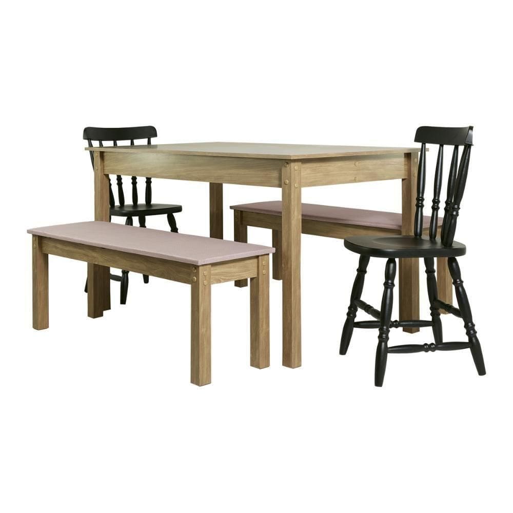Mesa De Jantar Ditália 2 Bancos 2 Cadeiras Diamond