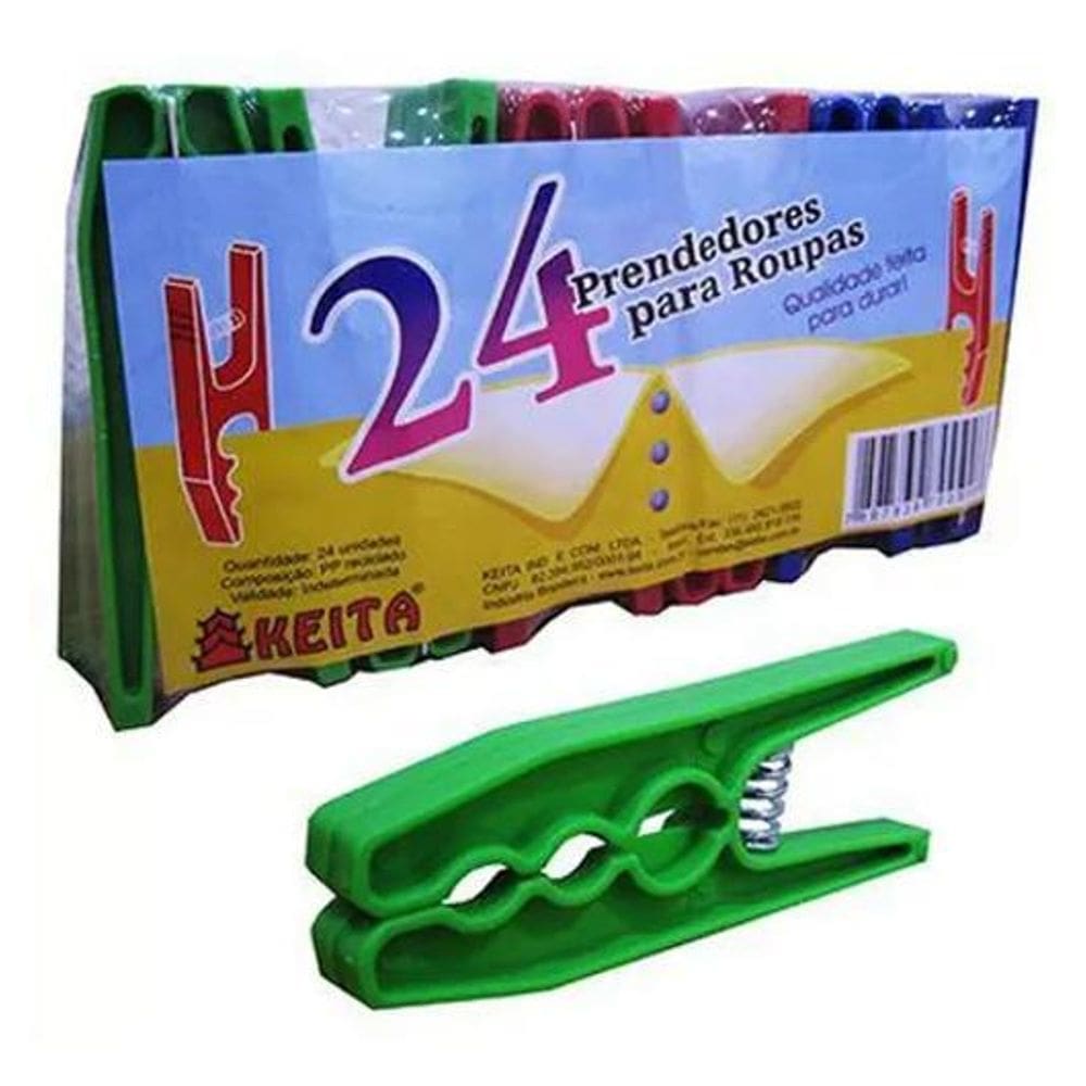 3X 24 Prendedores De Roupa Plástico Pregador Keita Grande E