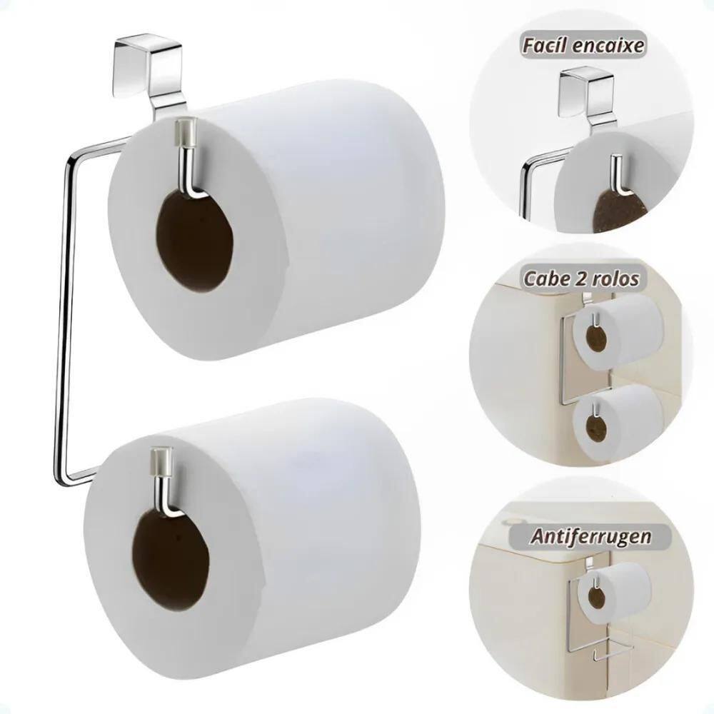 2X Suporte Duplo Porta Papel Higienico Caixa Acoplada Privad