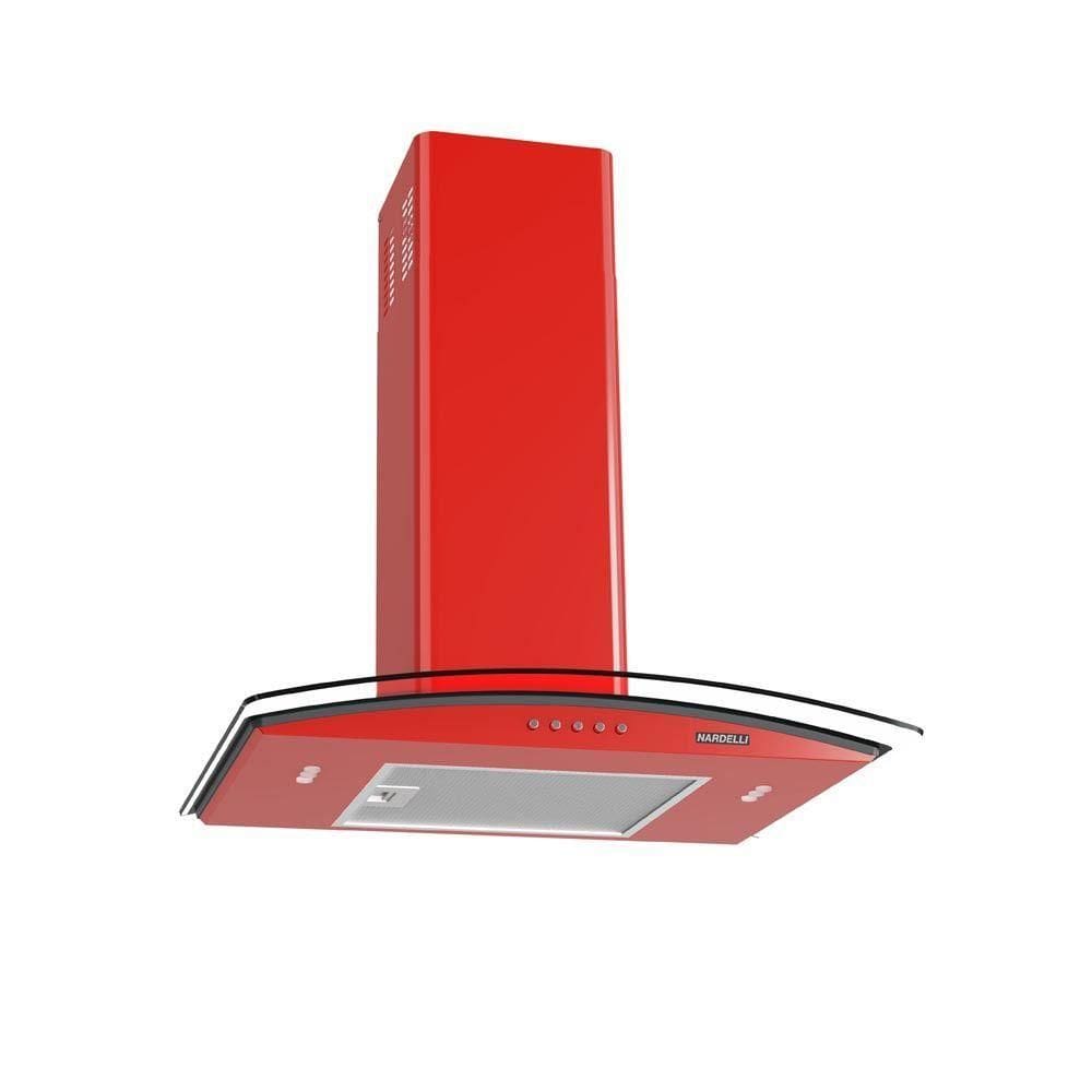 Coifa Nardelli De Parede Clean Vidro Curvo Vermelha 60cm Vermelho 220V