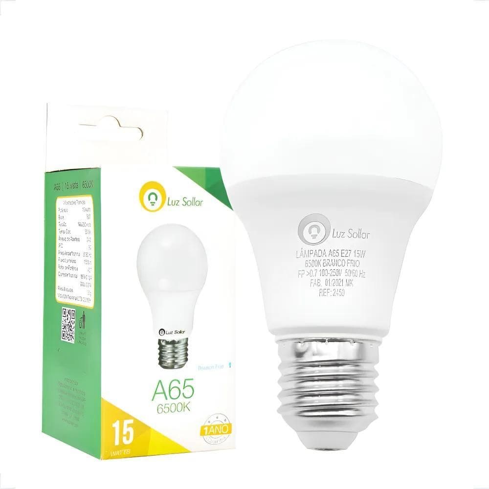 Lampada Led 15W Bulbo E27 Branco Frio 6500K Luz Sollar Bf 65