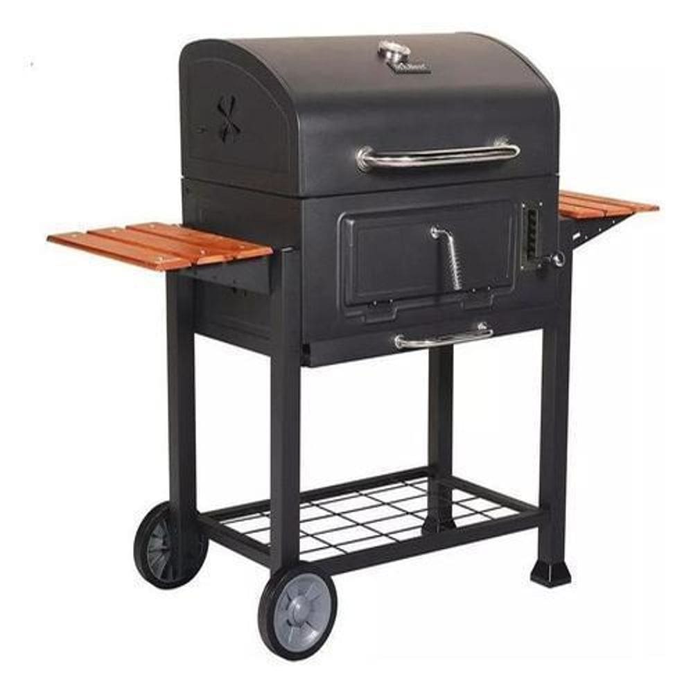 Churrasqueira Bafo A Carvão Com Mesa Apoio De Madeira Dallas