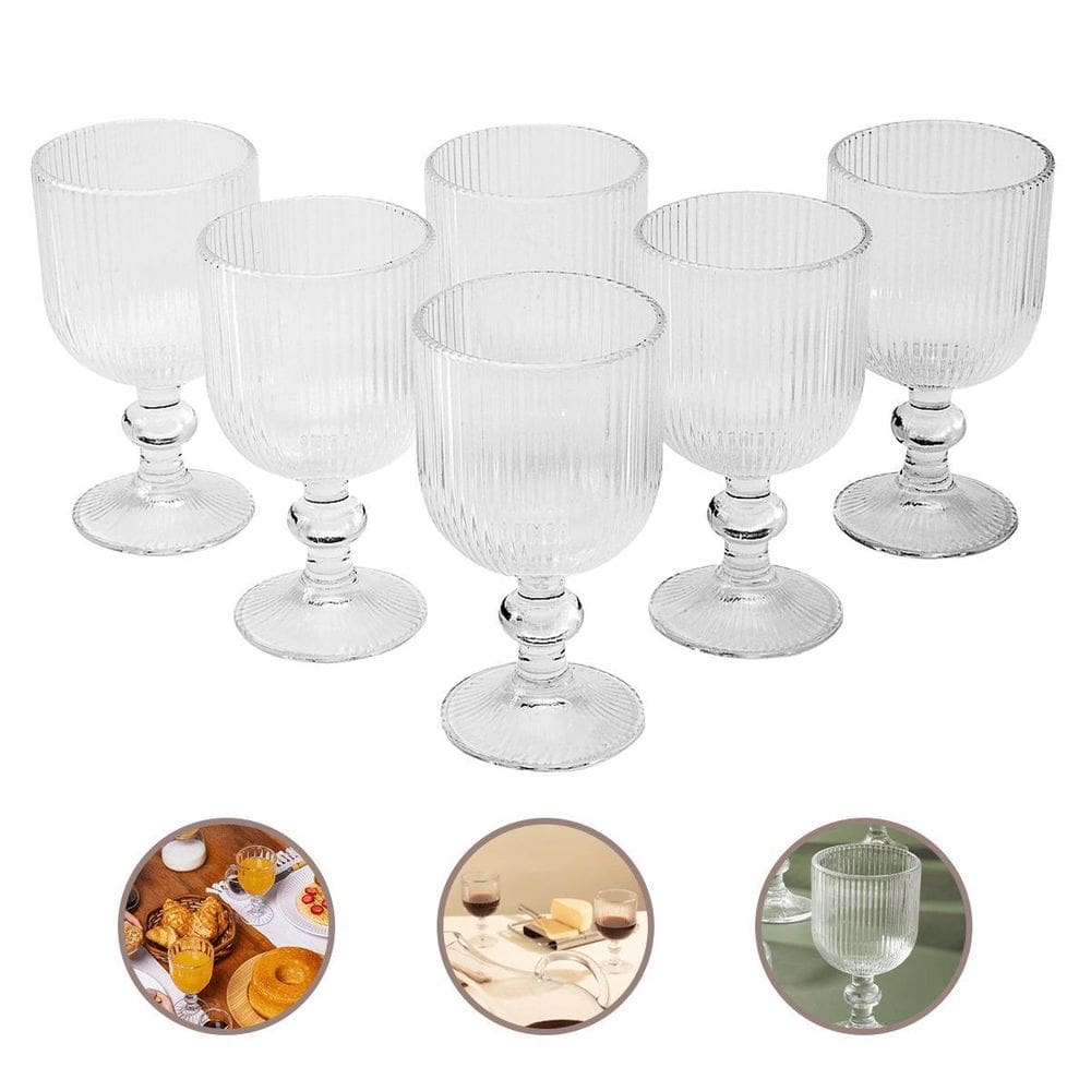 Jogo 6 Taças 240Ml Vidro Transparente Para Vinho Agua Sucos