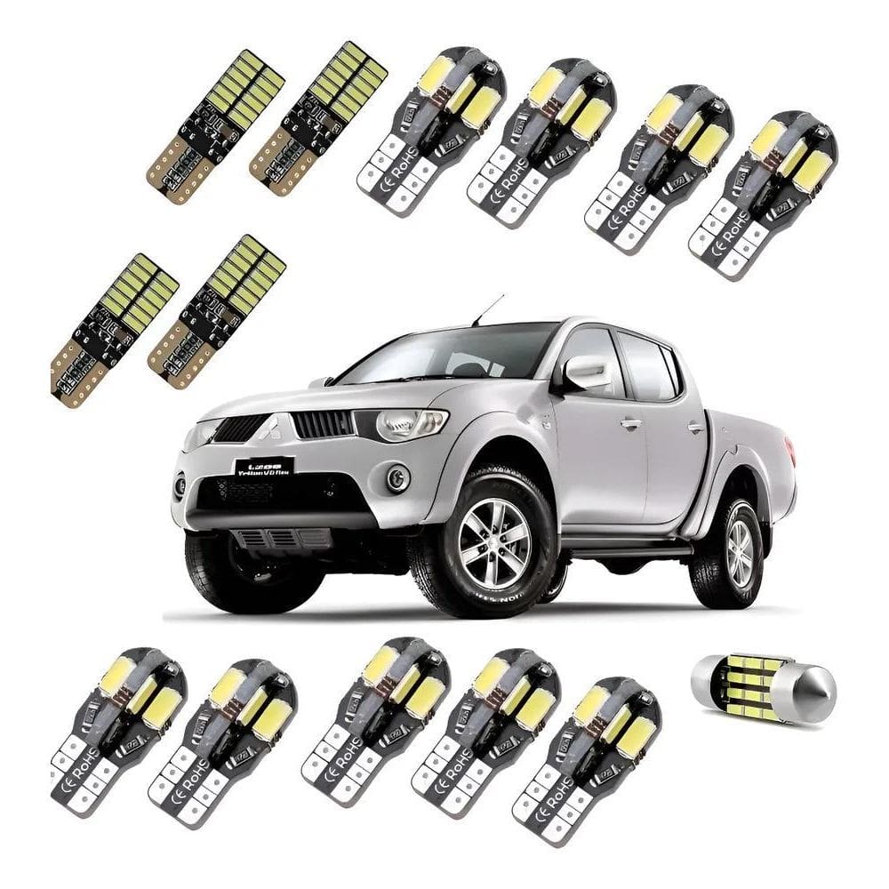 Kit Lampadas Led Premium L200 Triton Teto Placa Ré Farolete