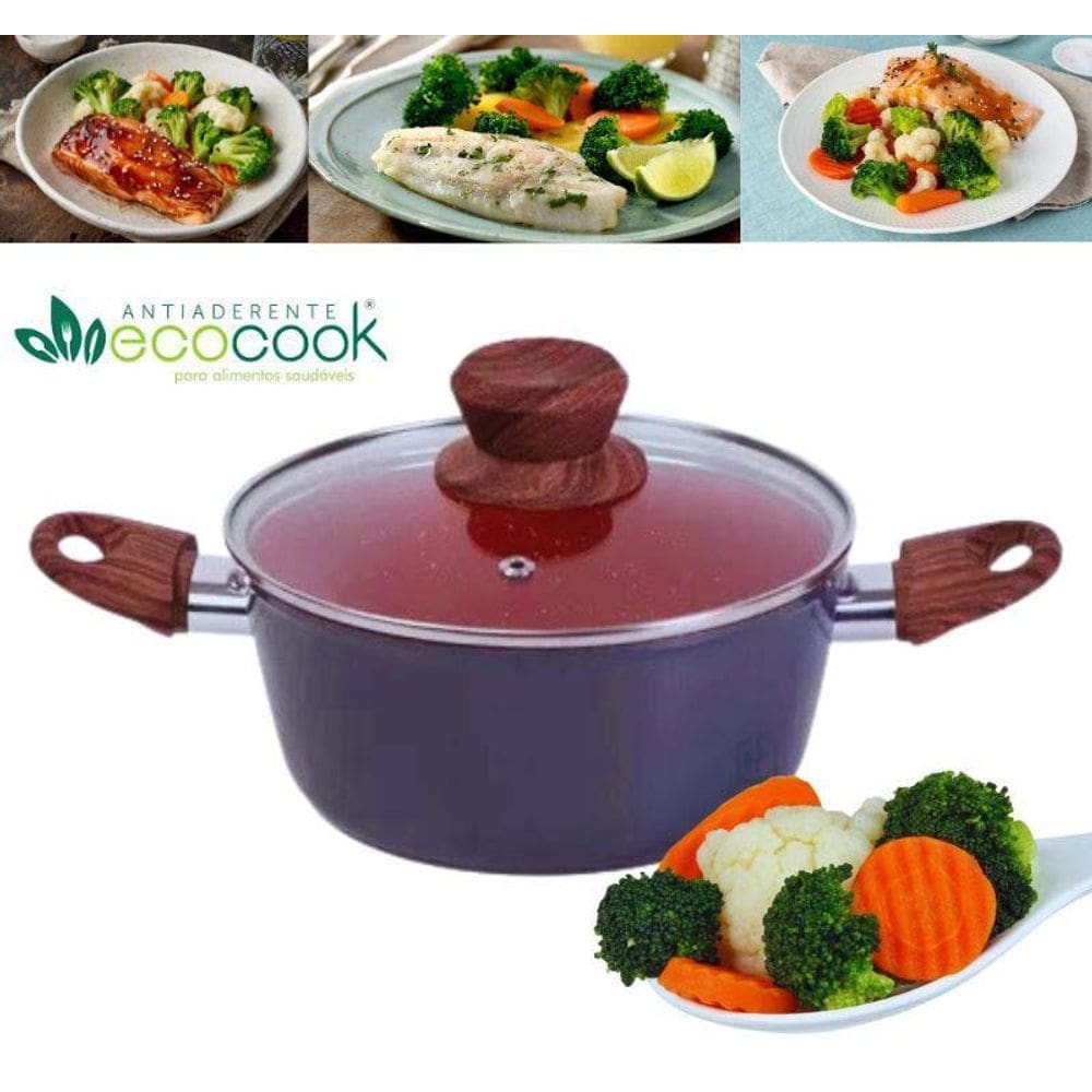 Panela Caçarola Nanocerâmico Ecocook Sem Óleo Duralar 20Cm