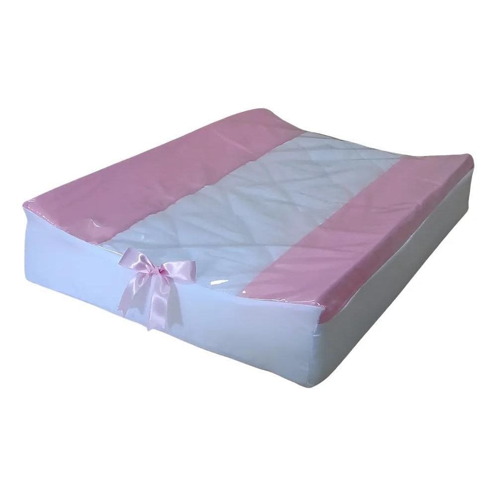 Trocador Fraldas Cômoda Bebe Plastifica Rosa Com Branco