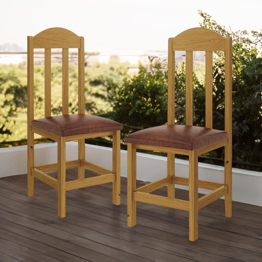 Kit Com 2 Cadeiras De Jantar Madeira Maciça Safira Com Estofado Marrom C/estofado Marrom