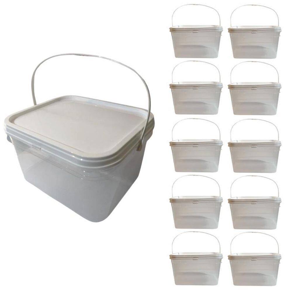 Balde Retangular Transparente Para Azeite-Kit 10 Pçs