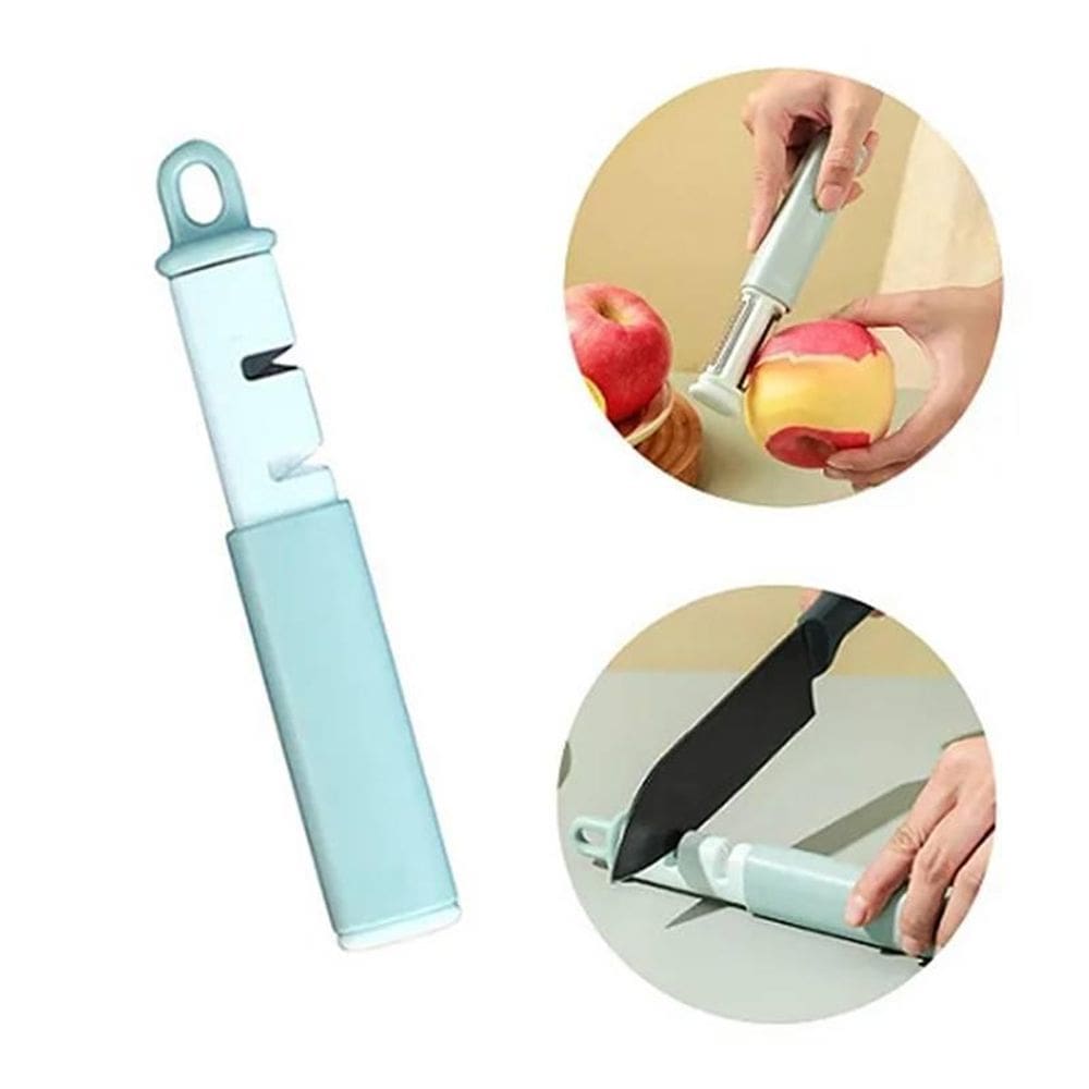 Descascador De Alimentos Com Afiador De Faca Integrado Verde