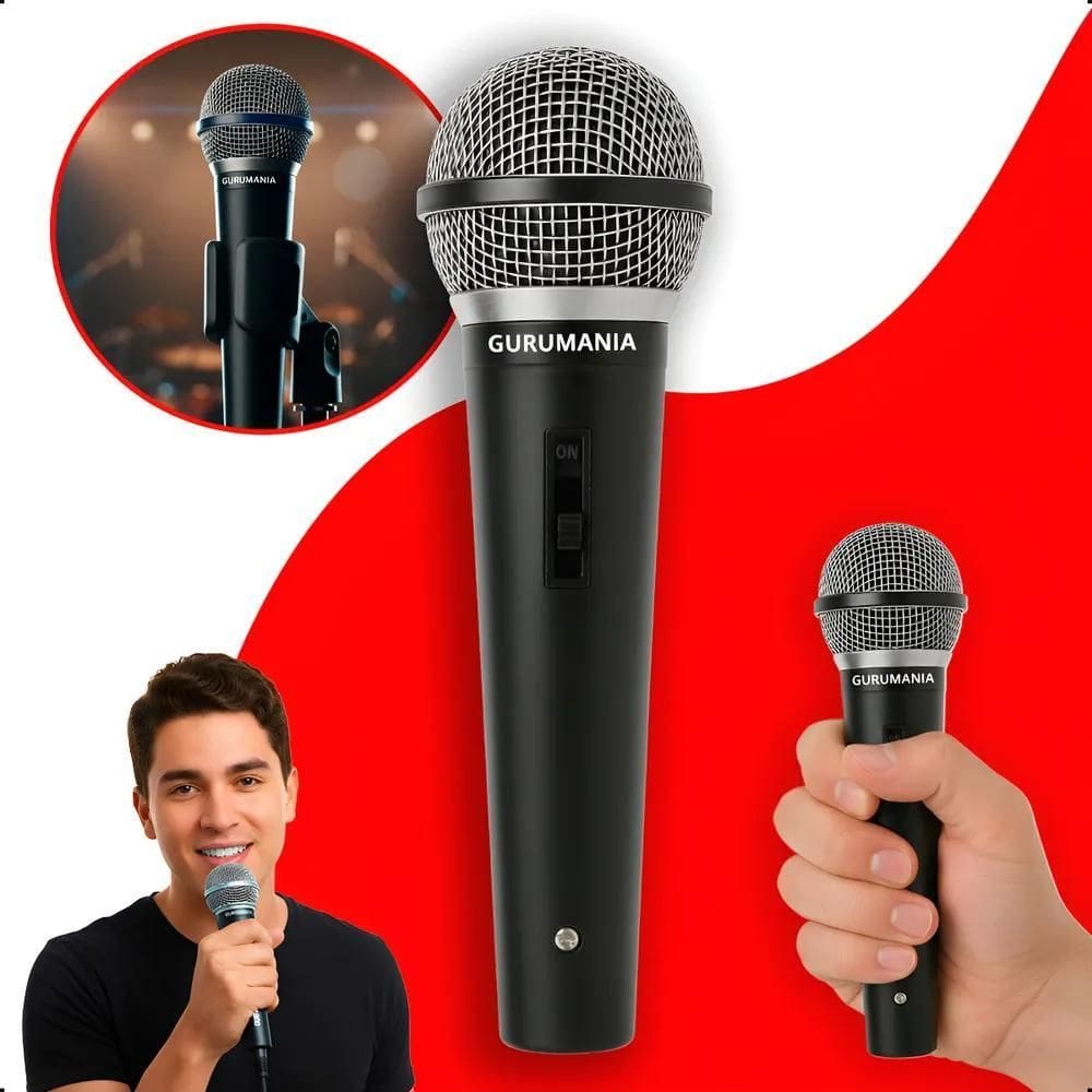 Microfone Com Fio Metal Para Karaoke Som Claro E Potente Pro