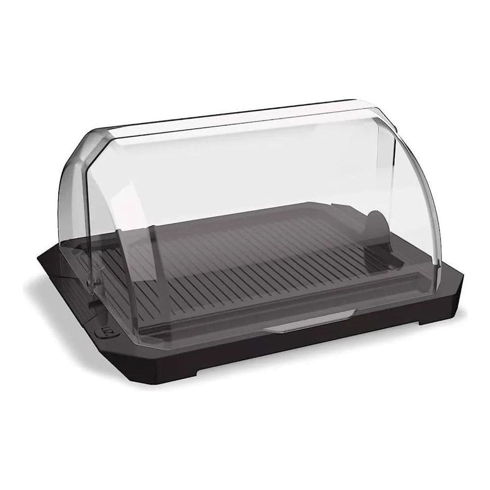 3X Porta Pão Acrílico Com Tampa Transparente Premium Preto U