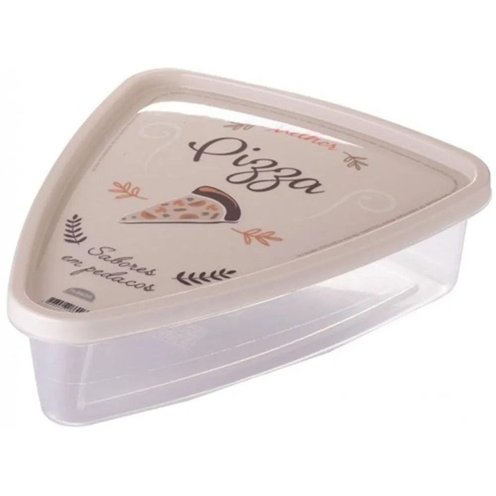 3X Pote Pizza Triangular 1,2L De Plástico - Plasútil Cor Beg