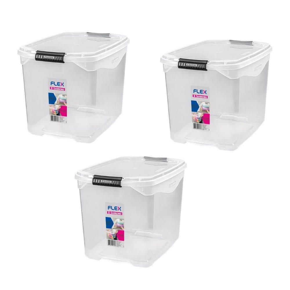 Kit 3 Caixas Organizadora Multiuso 29 Litros Flex Sanremo