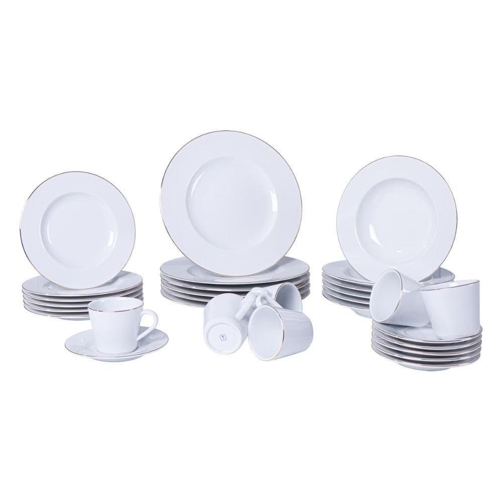 Aparelho De Jantar Tramontina Elisa Em Porcelana Decorada 30 Peças