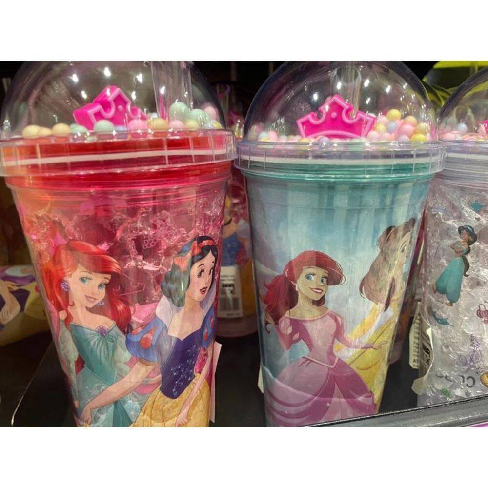 Copo Plast C/Canudo Led Princesas Divs Disney