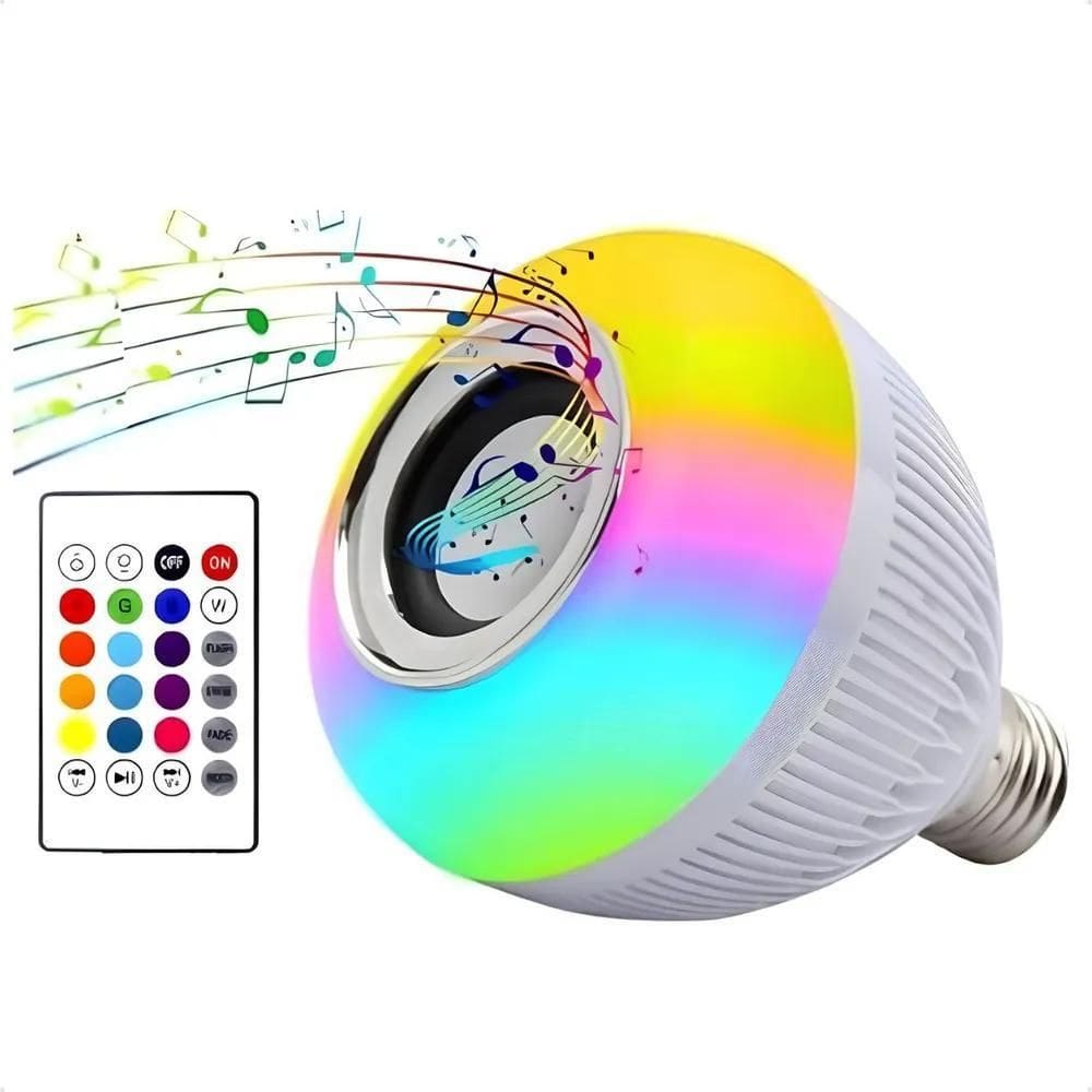 Lampada Musical De Led Bulbo Bluetooth Rgb + Controle Remoto