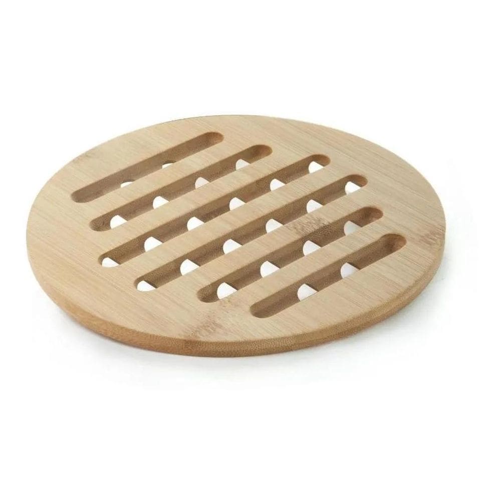 Descanso De Panela Redondo Em Bambu 15Cm Mimo Style Cor Bege