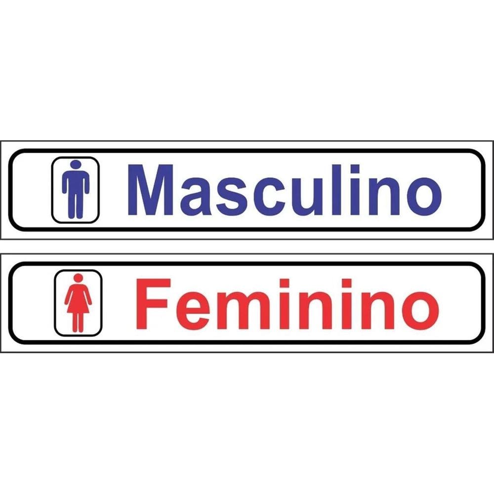3X 2 Placas Banheiro Masculino E Feminino Sanitário 25X5Cm
