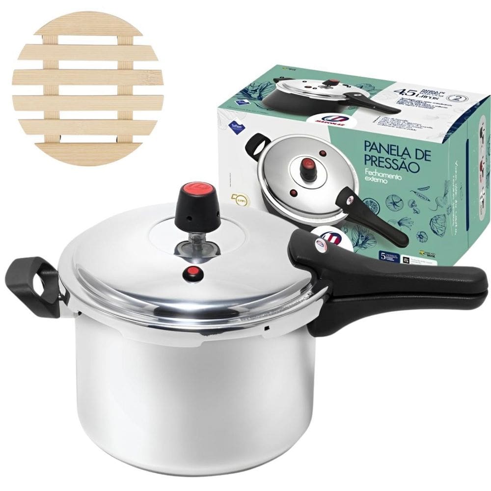 Panela De Pressão 4,5L Fechamento Externo + Descanso Panela