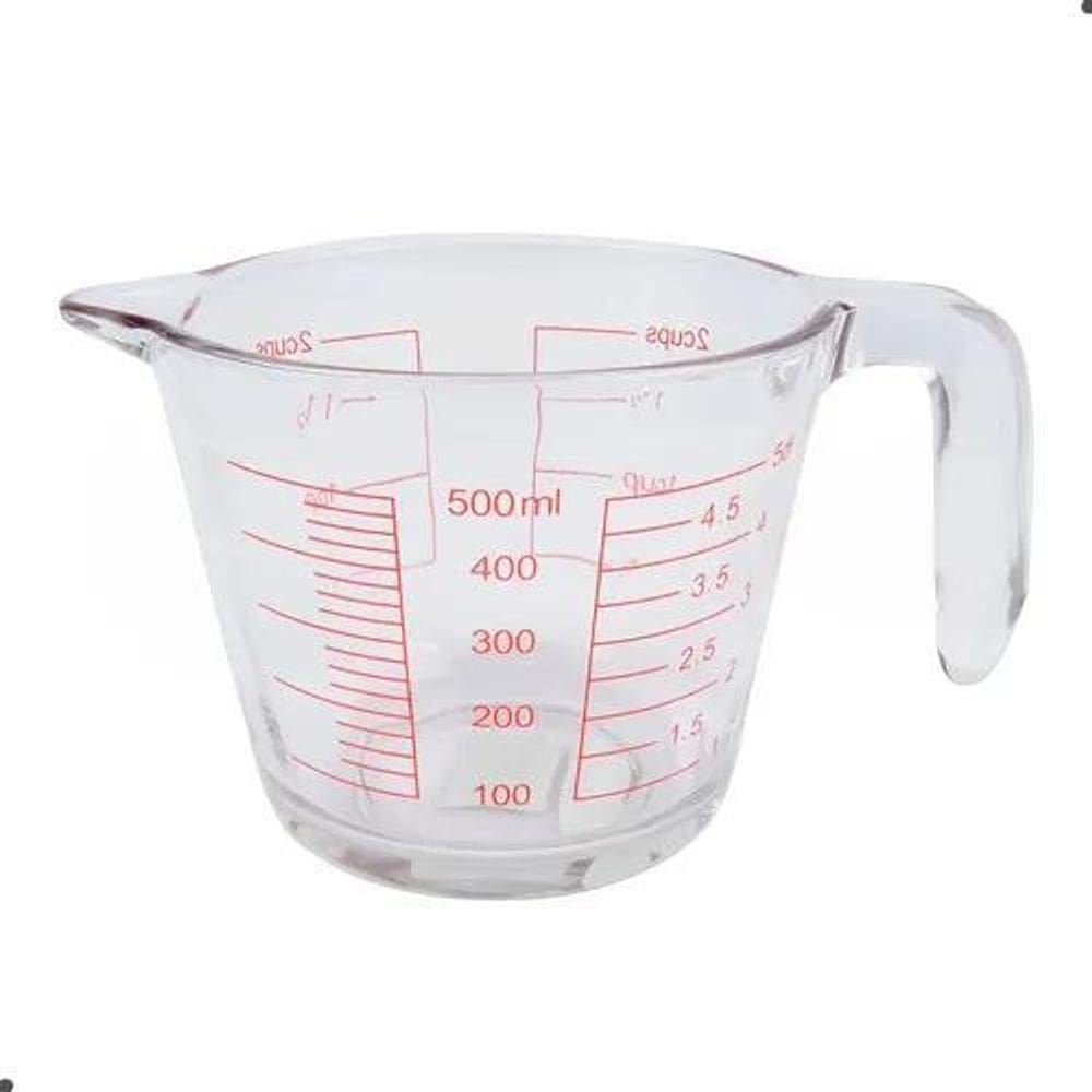 2X Jarra Copo Medidor De Vidro Graduada 500Ml Com Alça