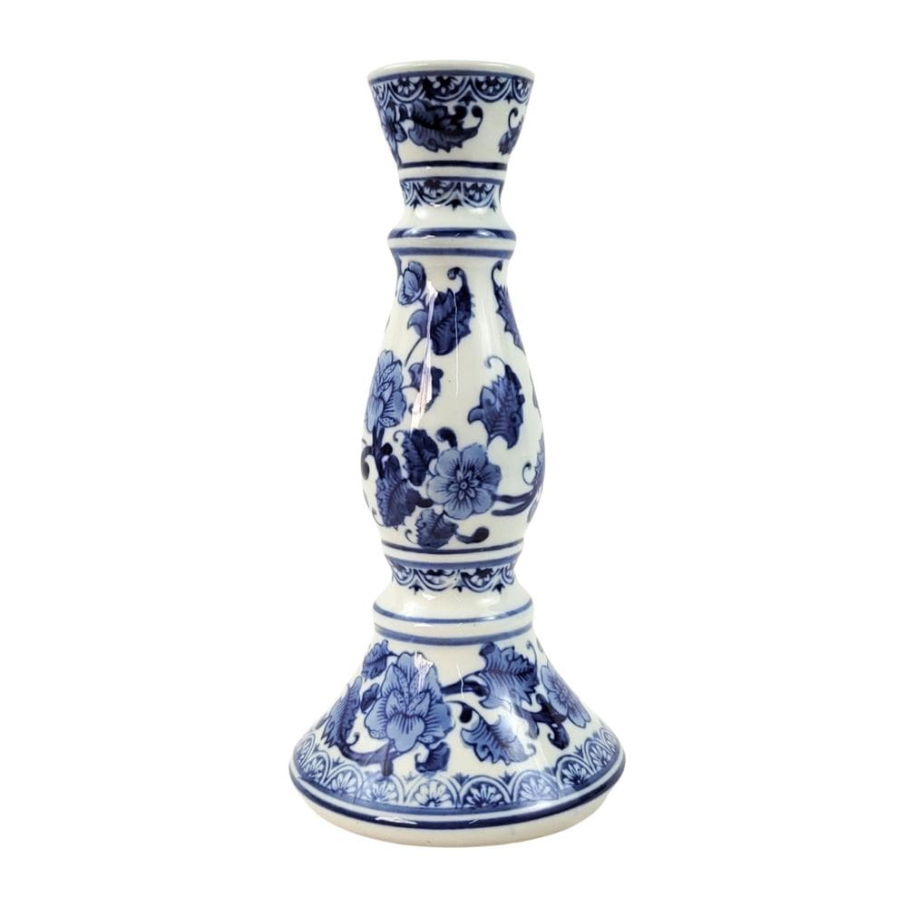Castiçal Azul E Branco Candelabro Porcelana Decoração