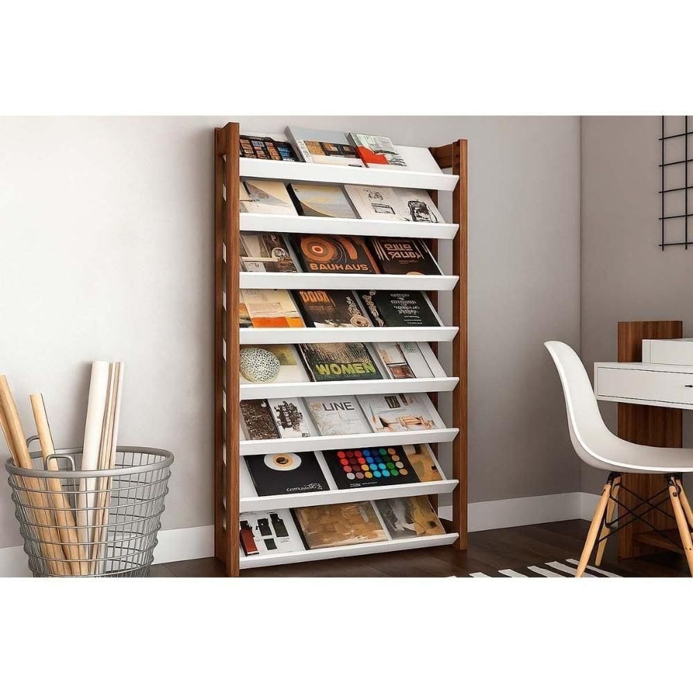 Armário Sapateira Casal Sapateira Az1006 C- 8 Prateleiras Branco-nogal - Tecno Mobili