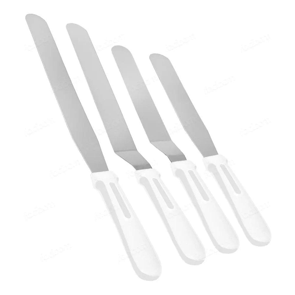 10X Kit 4 Espátulas Grande Em Aço Inox Confeiteiro Decorar