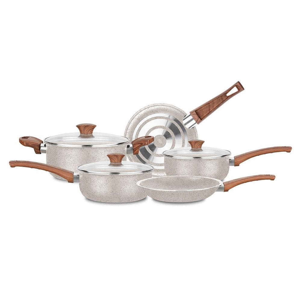 Conjunto De Panelas Vanilla 5 Peças Madeira Ceramic 2018 Mta