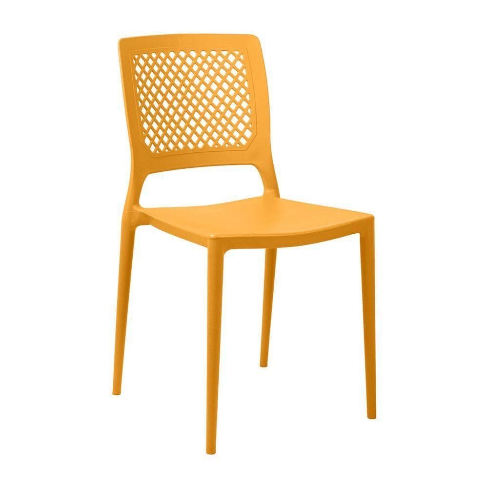 Cadeira Empilhável Vênus Amarelo Mostarda Em Polipropileno Acrilys